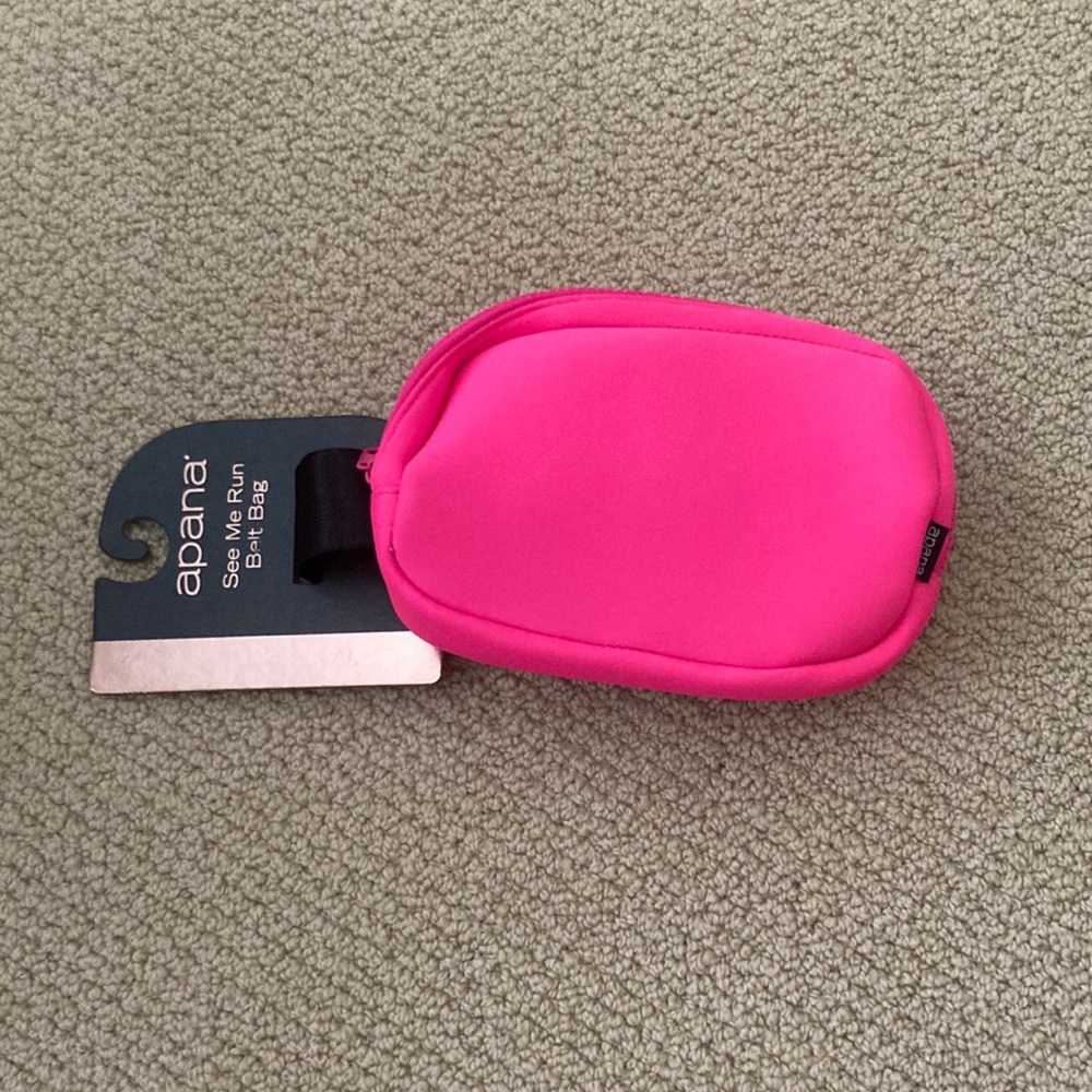 NEW Apana See Me Run Belt Bag Adjustable Zippered Hot Pink One Size O/S NWT